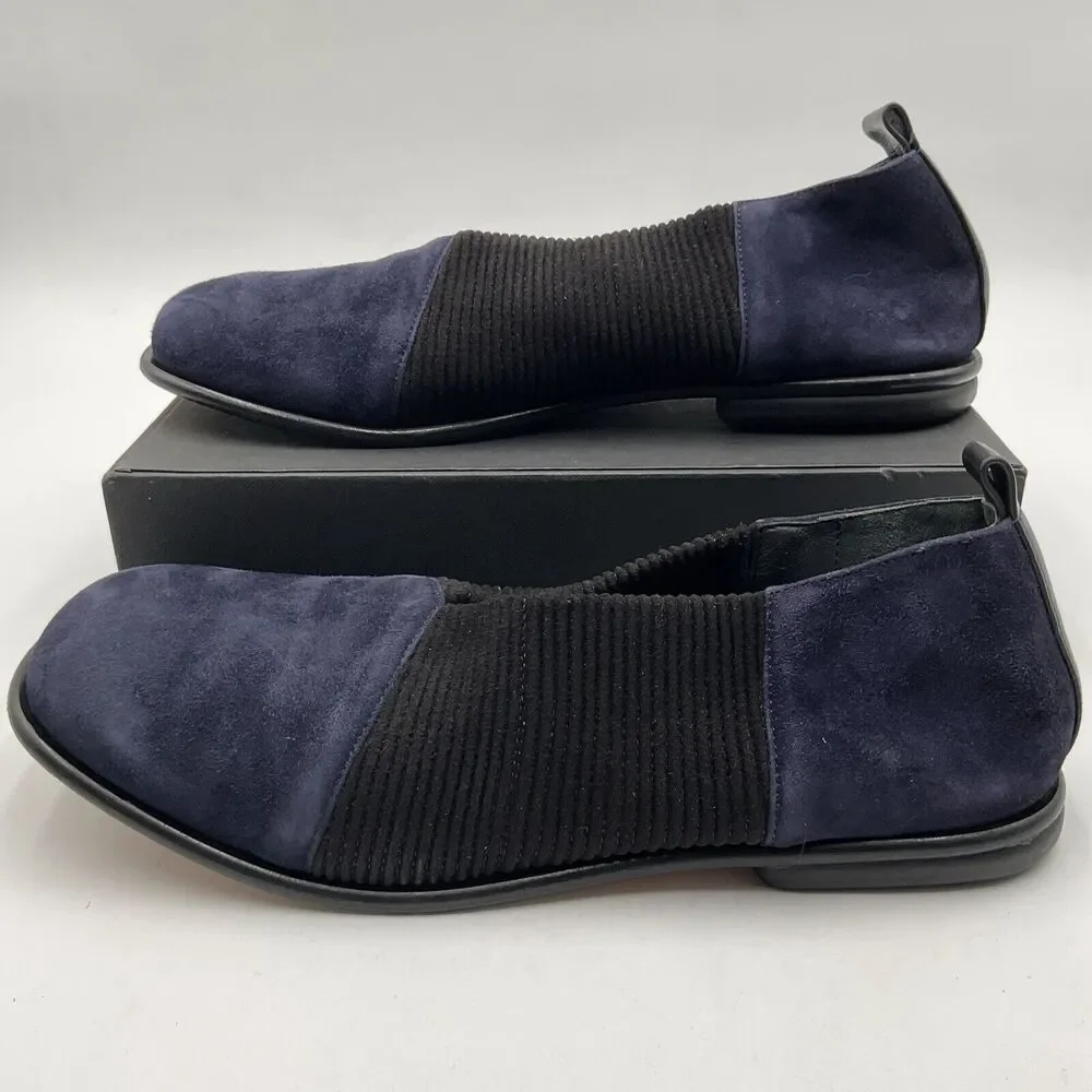 Gray Matters Navy and Black Suede Slip-On Flats